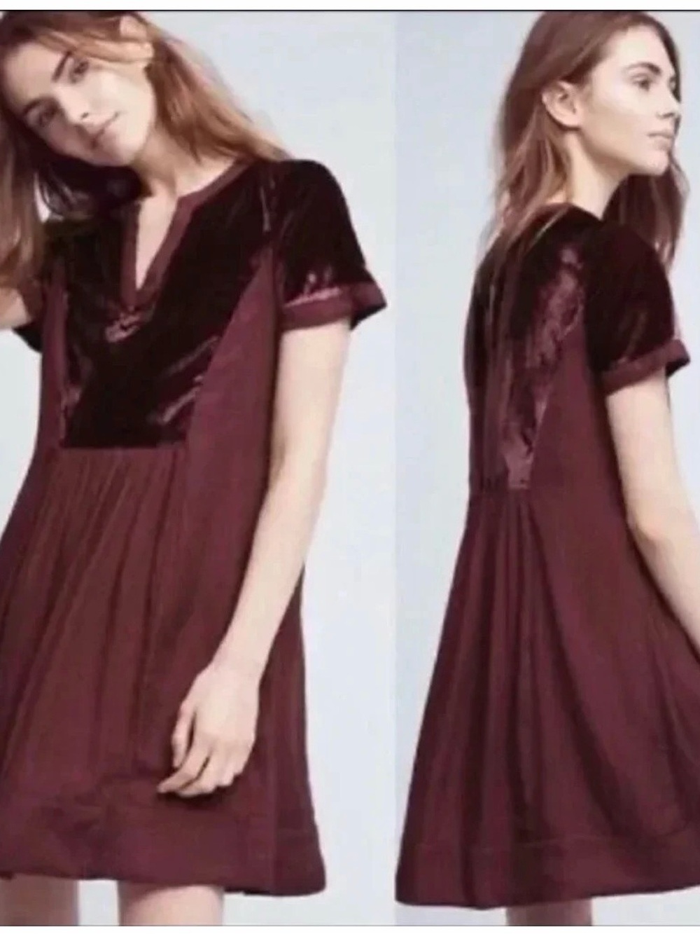 Maeve Purple Velvet Short Sleeve Dress